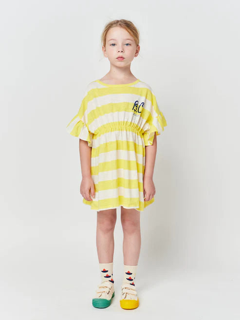 Bobo Choses Yellow Stripes Ruffle Dress