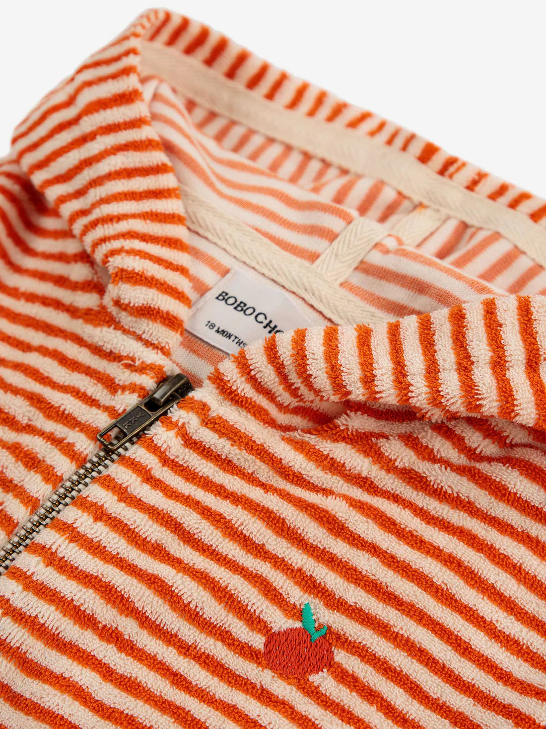 Bobo Choses Baby Orange Stripes Terry Zipped Hoodie