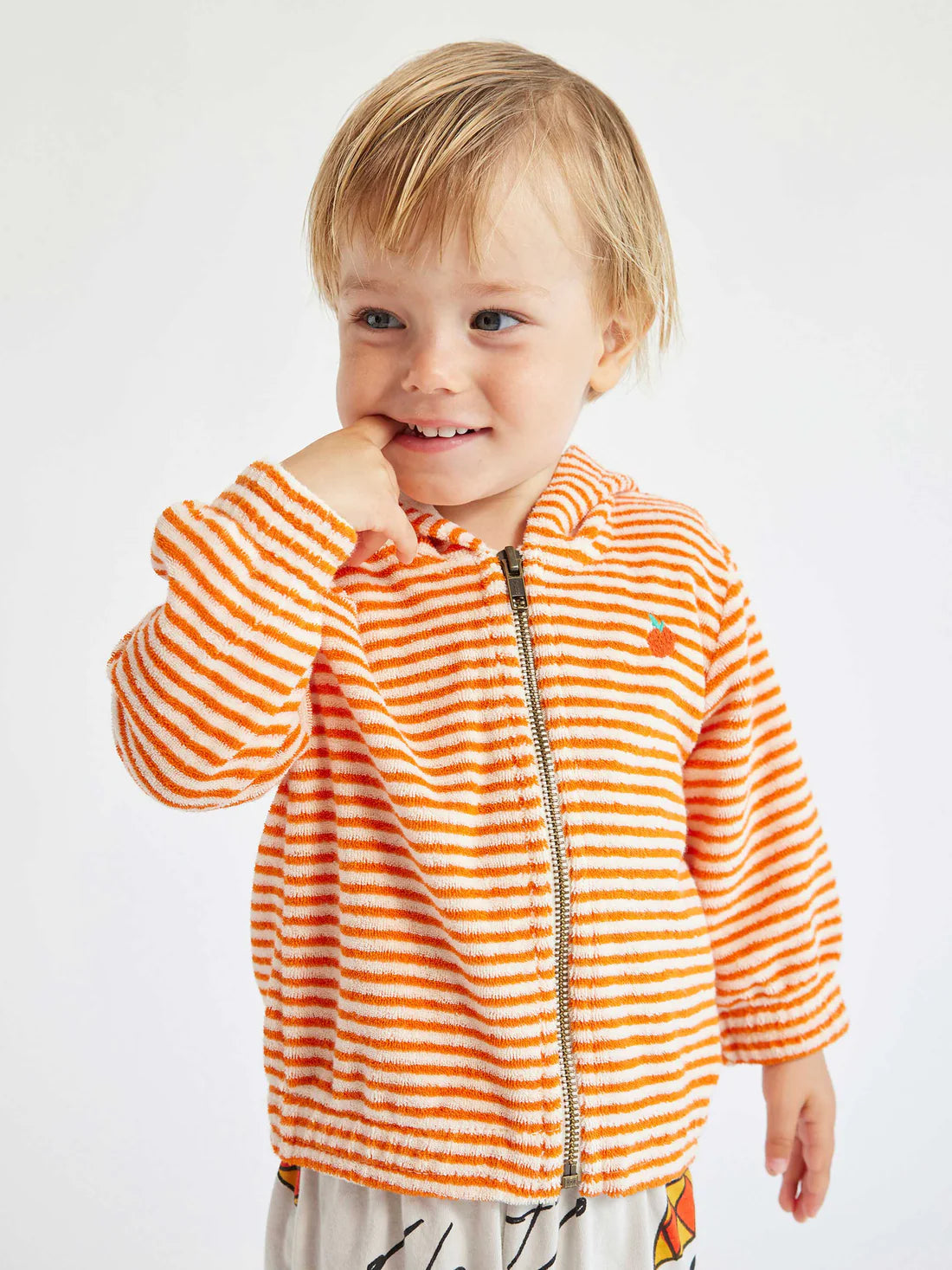 Bobo Choses Baby Orange Stripes Terry Zipped Hoodie