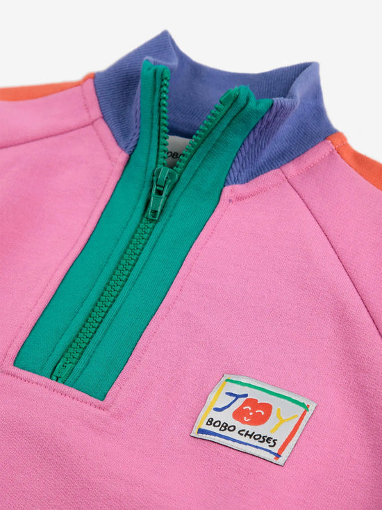 Bobo Choses Smiling Color Block 1/4 Zipped Sweatshirt