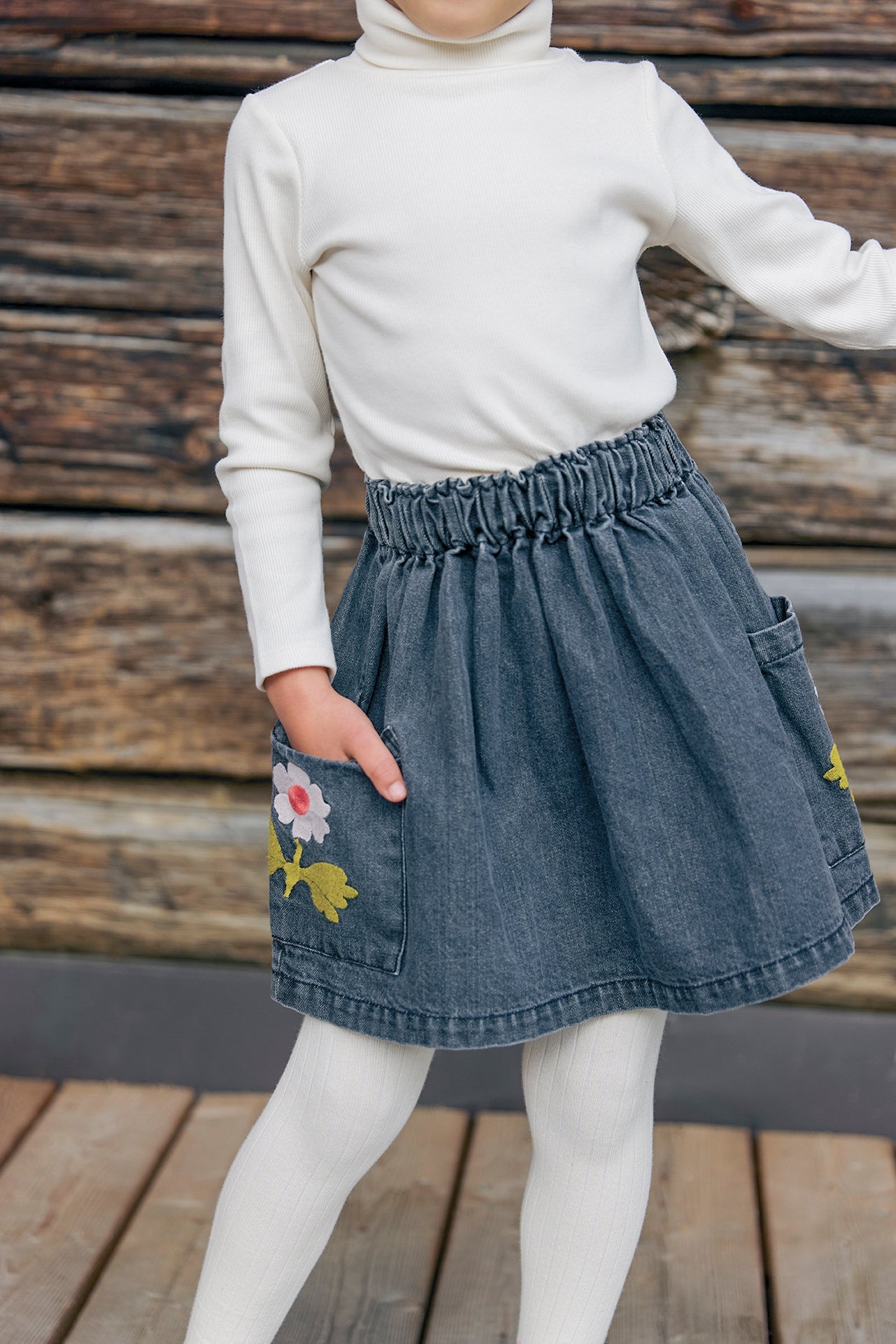 Bonton Mochi Denim Grey Skirt