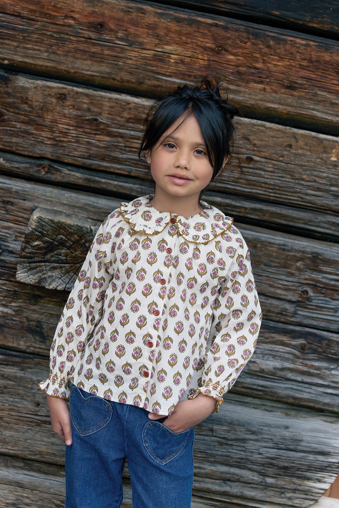 Bonton Fig Blockprint Long Sleeve Shirt