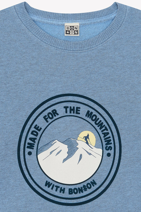 Bonton Smile Mountain Blue Frosted Sweatshirt