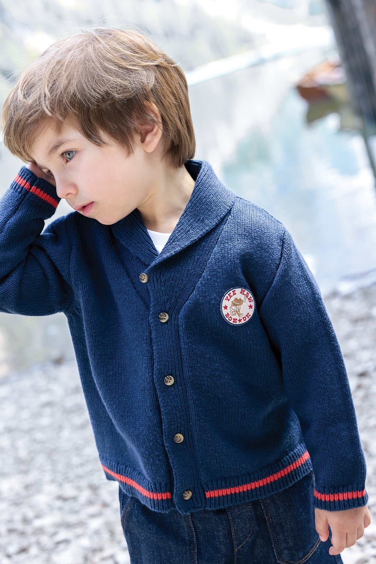 Bonton Hubert Blue Raw Baby Cardigan