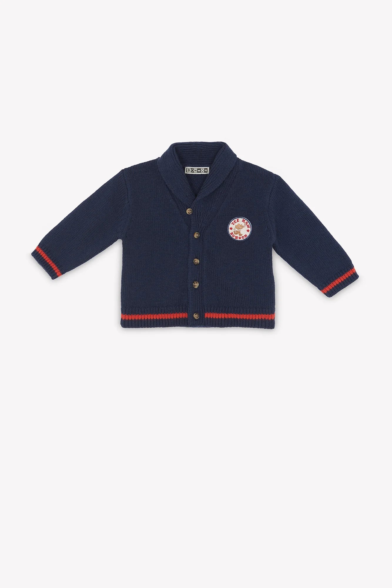 Bonton Hubert Blue Raw Baby Cardigan