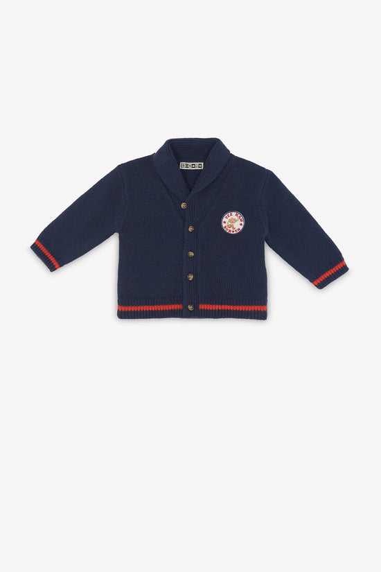 Bonton Hubert Blue Raw Baby Cardigan