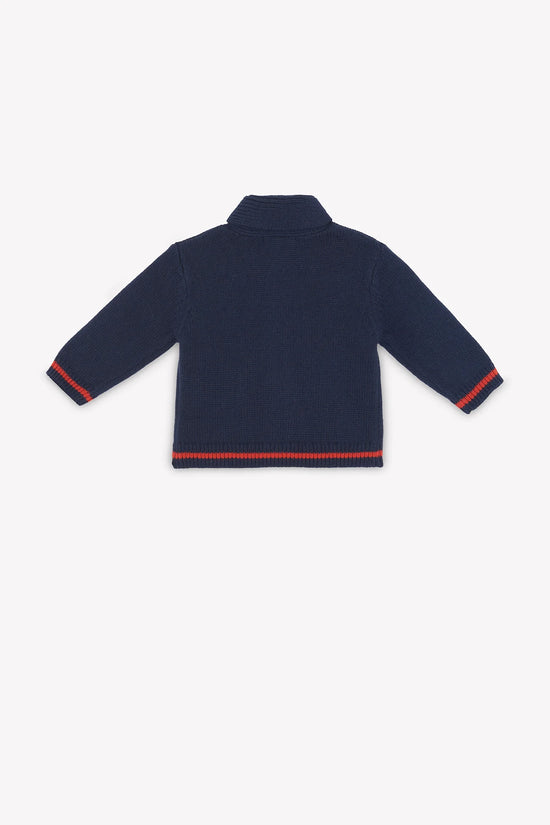 Bonton Hubert Blue Raw Baby Cardigan