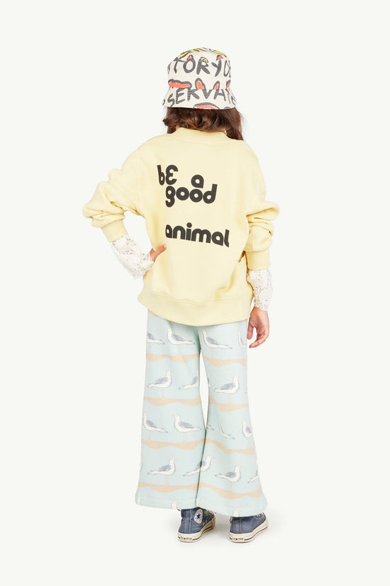 The Animals Observatory Cream Yellow Zebra Full-Zip Sweatshirt