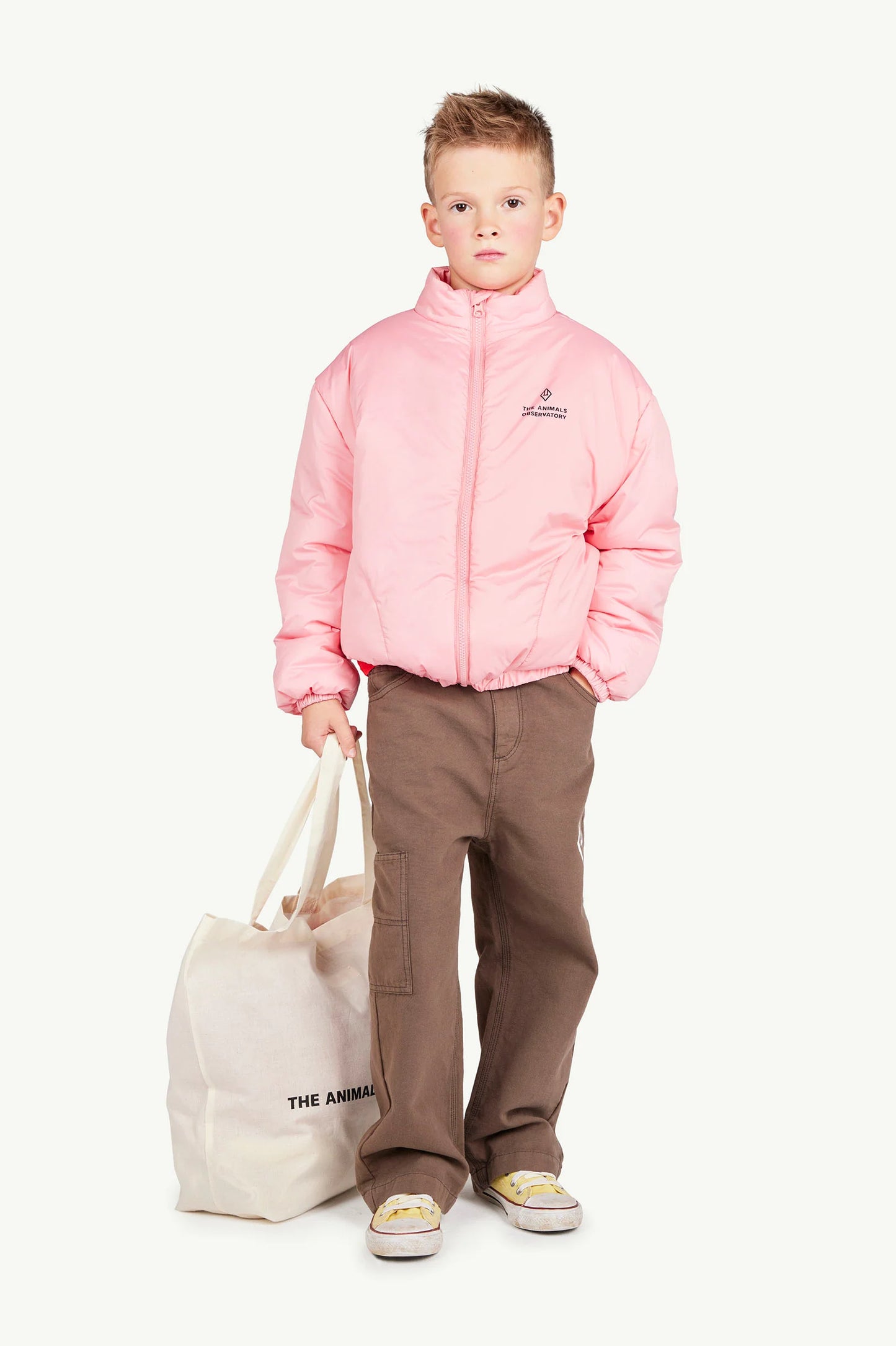 The Animals Observatory Pink Crocodile Padded Jacket