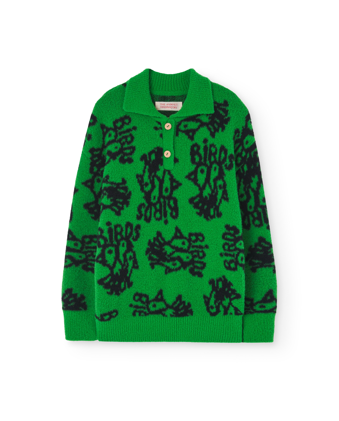 The Animals Observatory Green Raven Polo Sweater