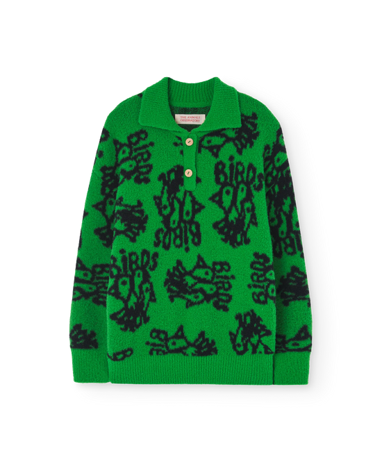 The Animals Observatory Green Raven Polo Sweater