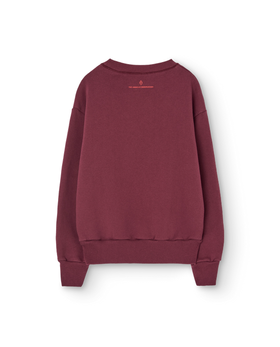 The Animals Observatory Hearts Browned Garnet Bear Sweatshirt