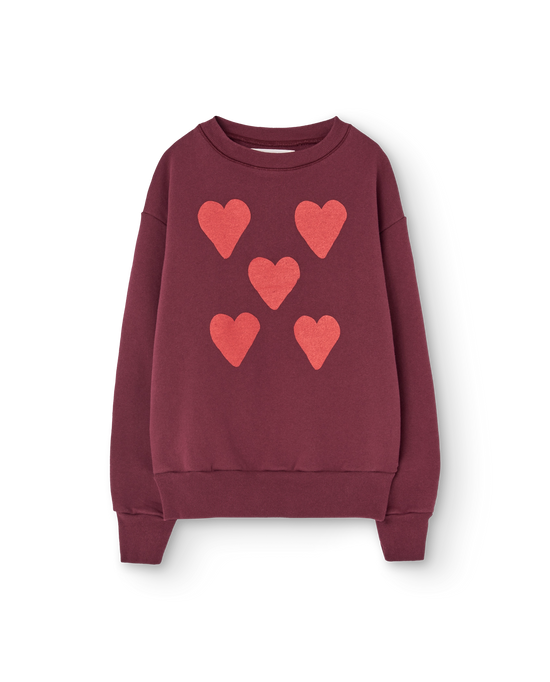 The Animals Observatory Hearts Browned Garnet Bear Sweatshirt