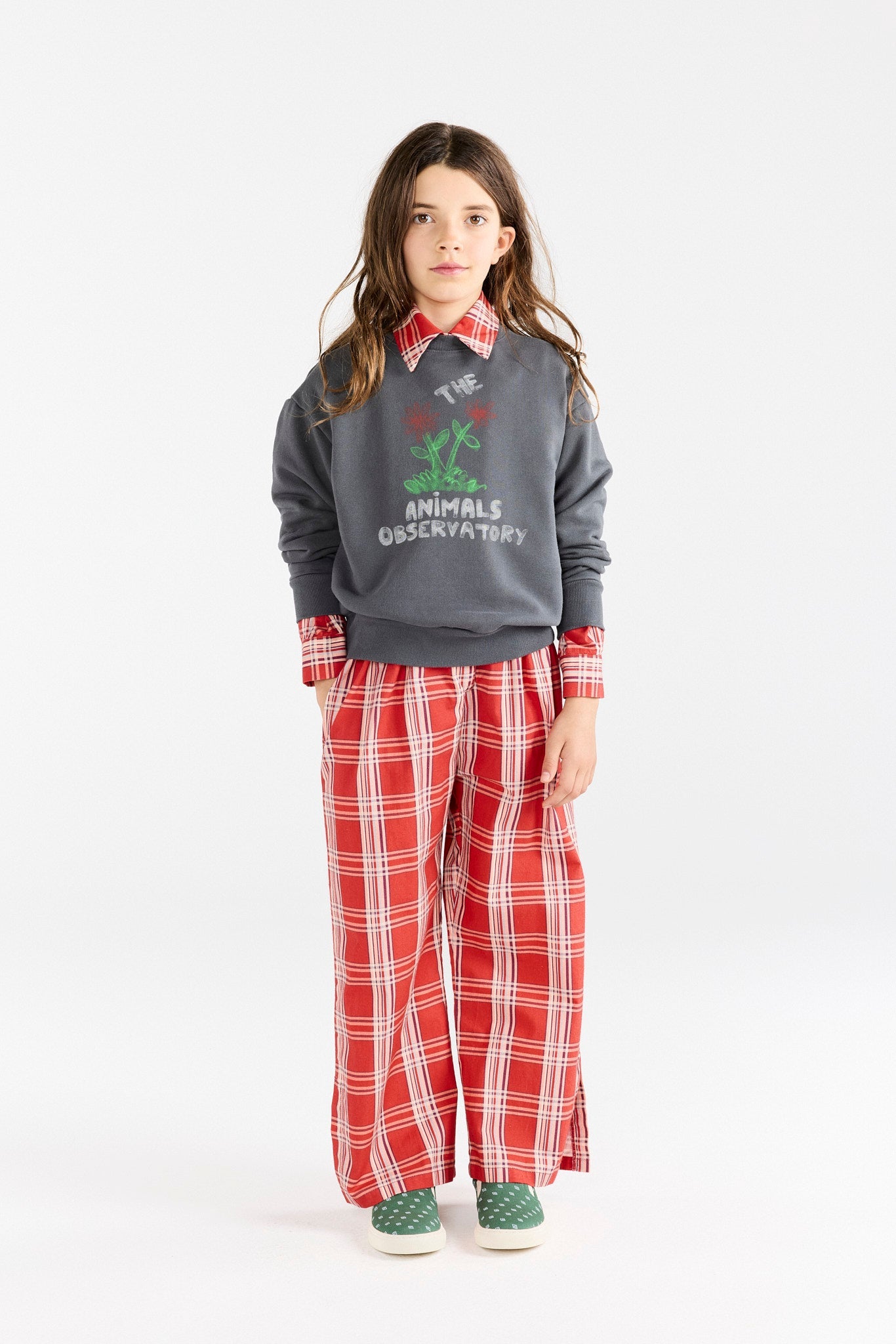 The Animals Observatory Flowers Dark Grey Bear Sweatshirt