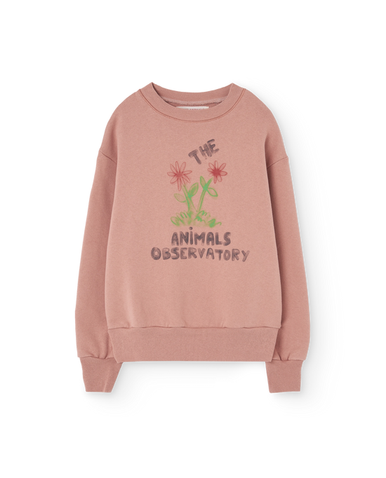 The Animals Observatory Flowers Dusty Coral Bear Sweatshirt