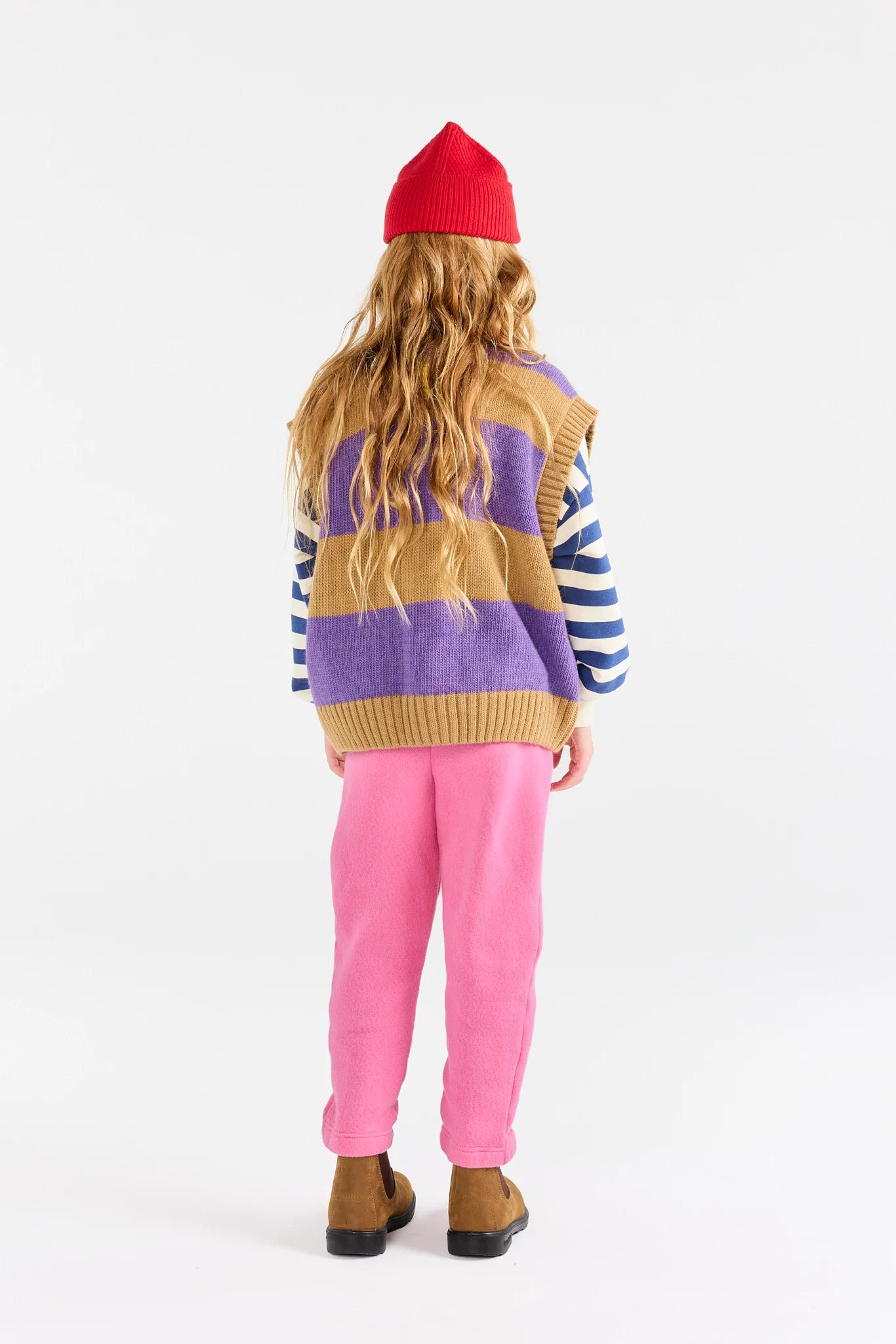 The Animals Observatory Stripes Beige Blobfish Cardigan Vest