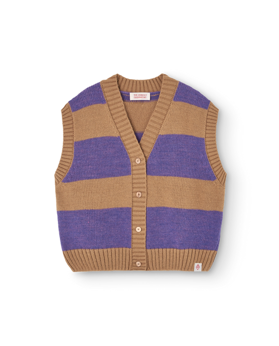 The Animals Observatory Stripes Beige Blobfish Cardigan Vest