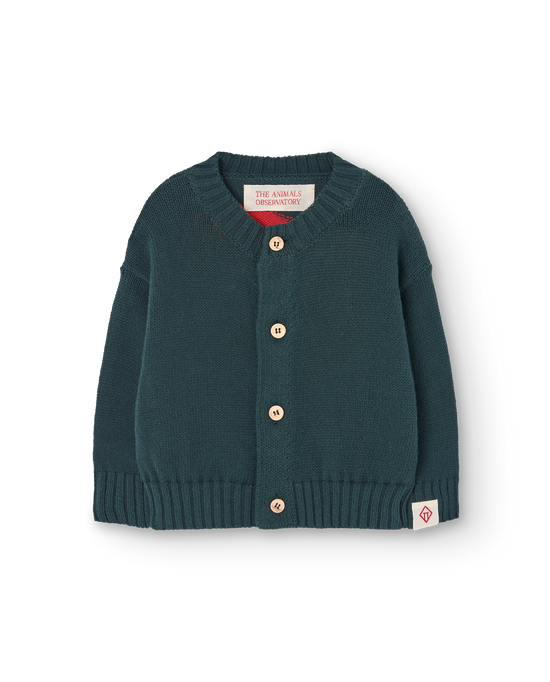 The Animals Observatory Baby Deep Green Serval Cardigan
