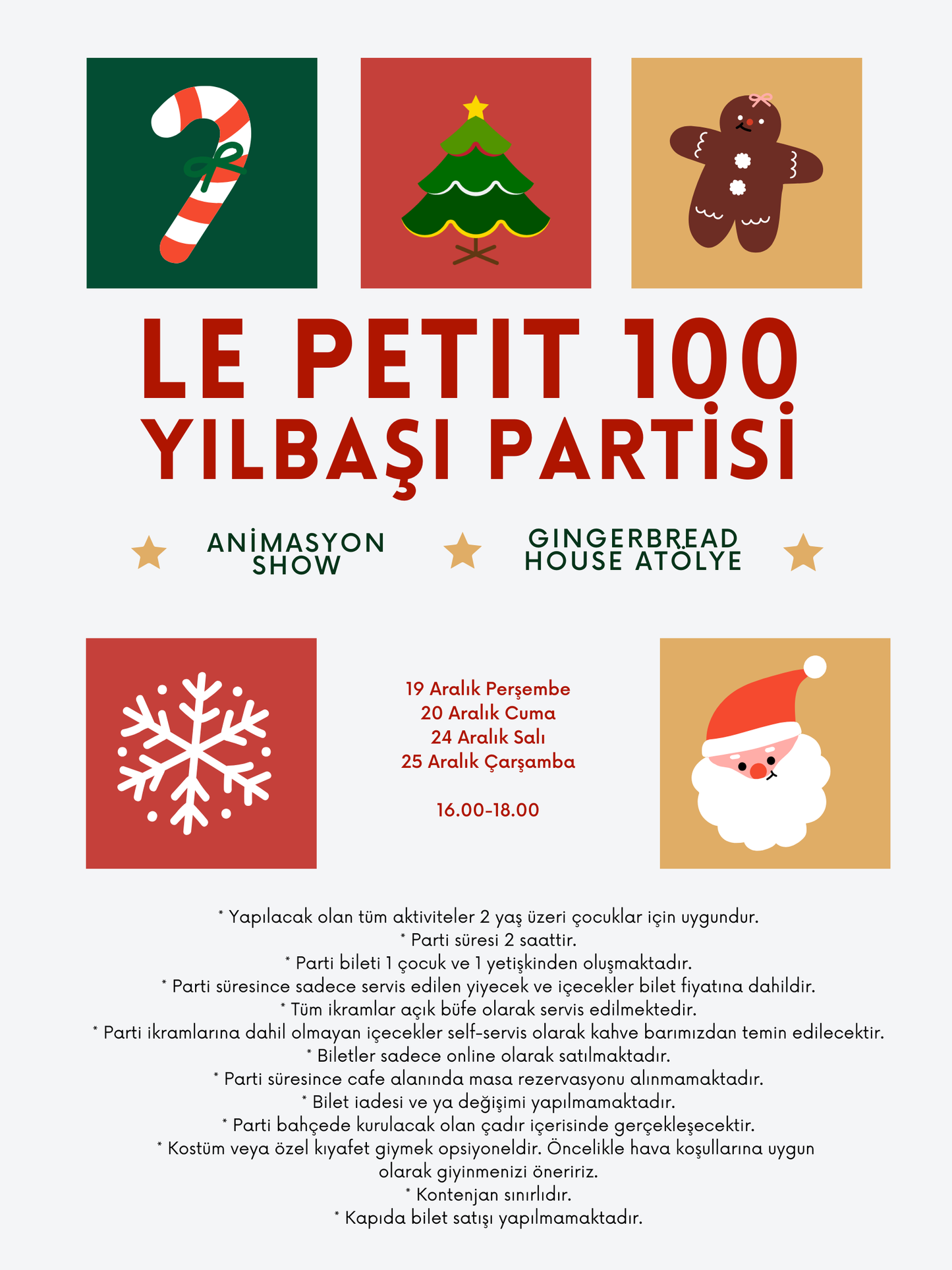 Le Petit 100 Yılbaşı Partisi-24 Aralık Salı (16.00-18.00)