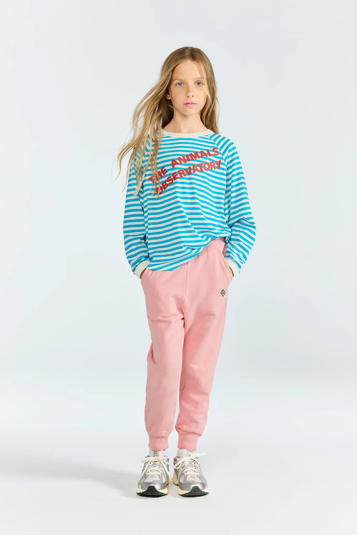 The Animals Observatory Striped Blue Anteater Long Sleeve T-shirt