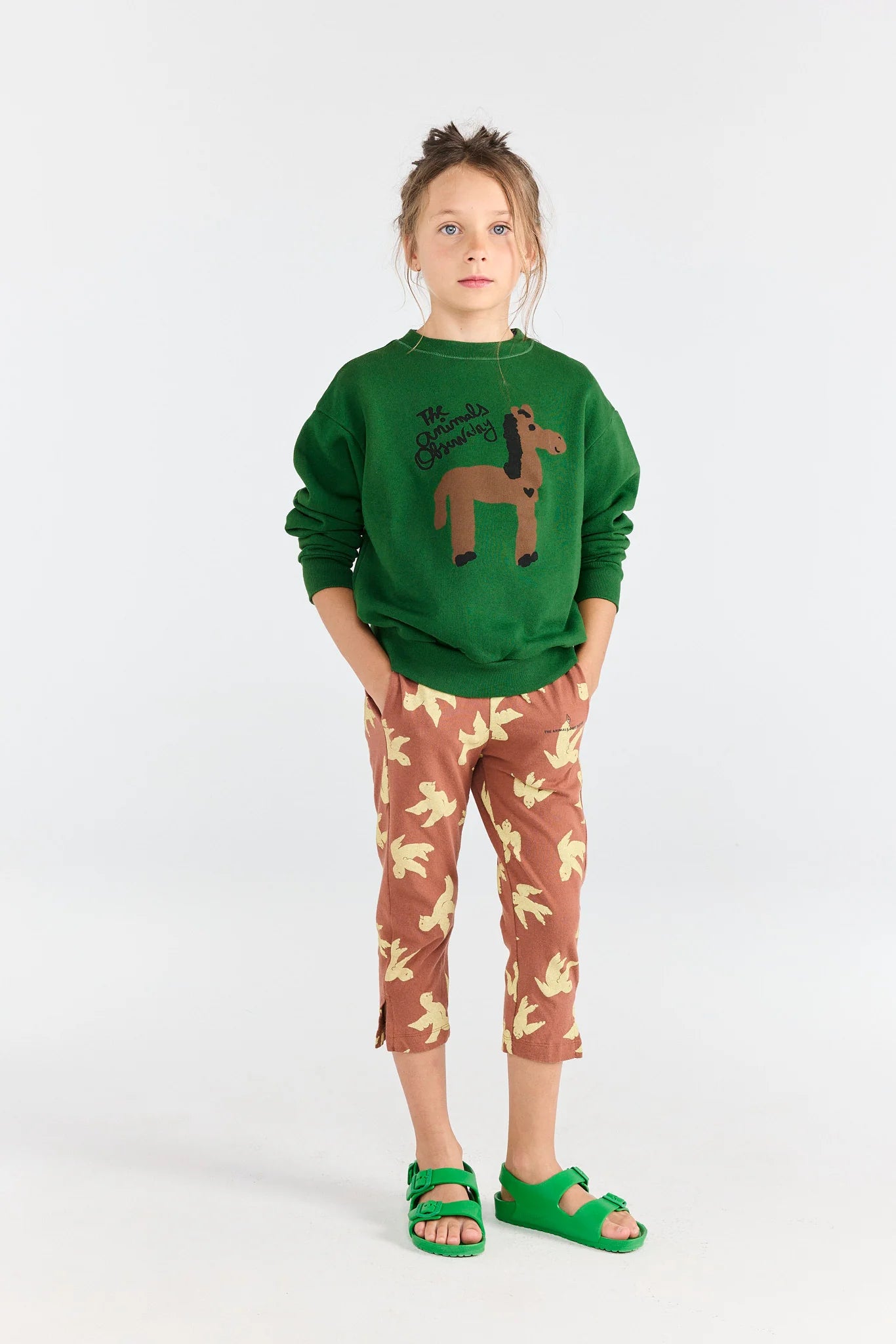 The Animals Observatory Dark Green Bear Sweatshirt