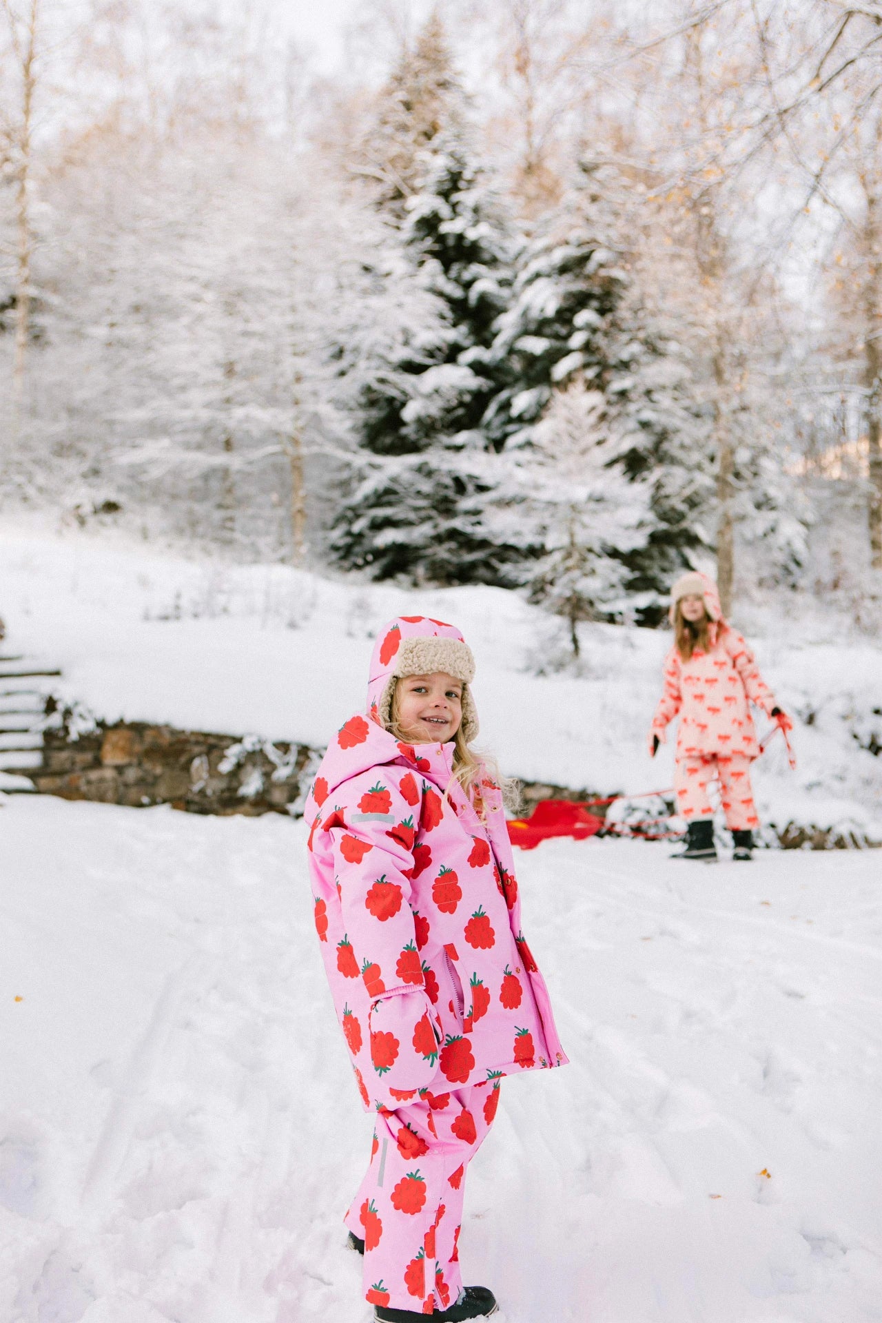 Tiny Cottons Raspberries Snow Jacket - Pink