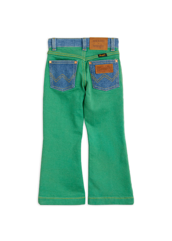 Mini Rodini Green Flared Denim Jeans - Green
